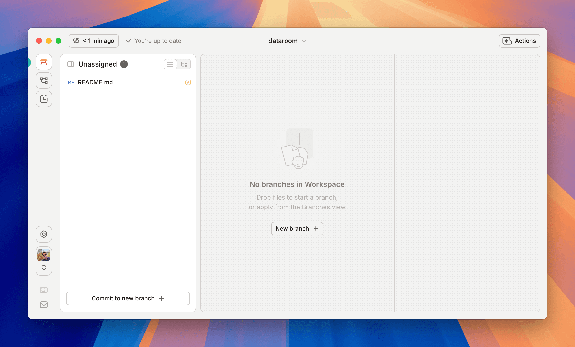 A workspace with no initial branches